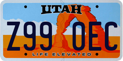 UT license plate Z990EC