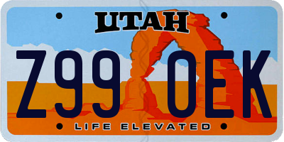UT license plate Z990EK