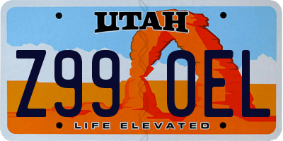 UT license plate Z990EL