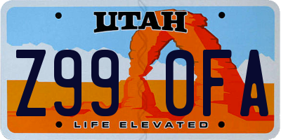 UT license plate Z990FA