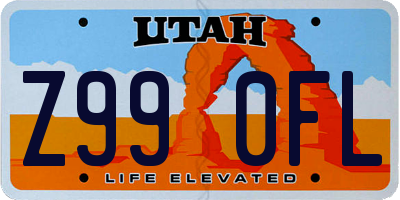 UT license plate Z990FL
