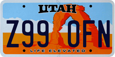 UT license plate Z990FN