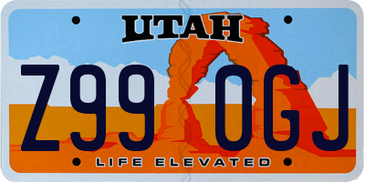UT license plate Z990GJ