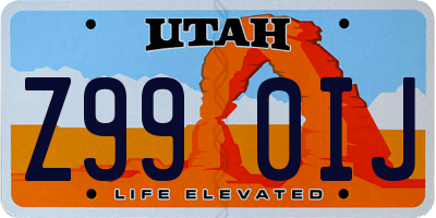 UT license plate Z990IJ
