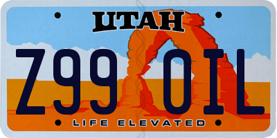UT license plate Z990IL