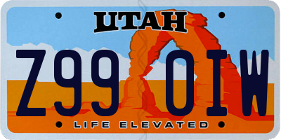 UT license plate Z990IW