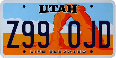 UT license plate Z990JD