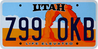 UT license plate Z990KB