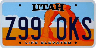 UT license plate Z990KS