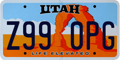 UT license plate Z990PG