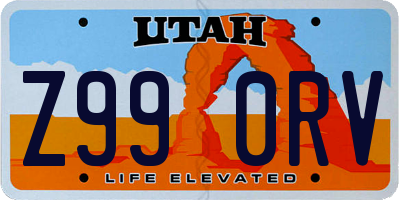 UT license plate Z990RV