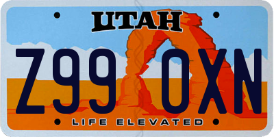 UT license plate Z990XN