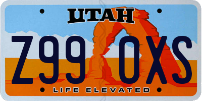 UT license plate Z990XS