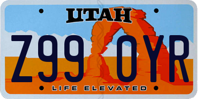 UT license plate Z990YR