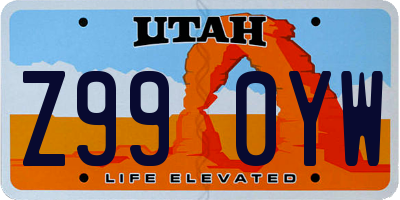 UT license plate Z990YW
