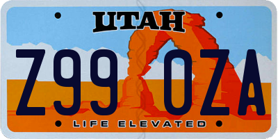 UT license plate Z990ZA