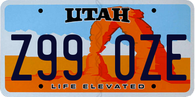 UT license plate Z990ZE