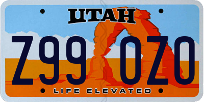 UT license plate Z990ZO