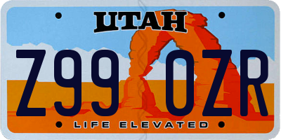 UT license plate Z990ZR