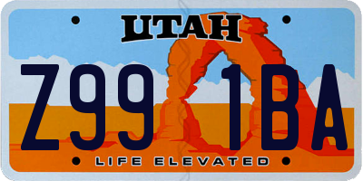 UT license plate Z991BA