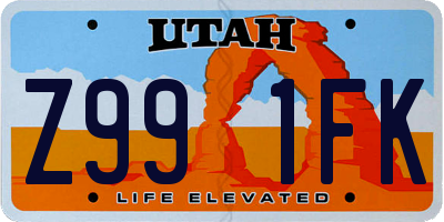 UT license plate Z991FK