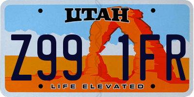 UT license plate Z991FR