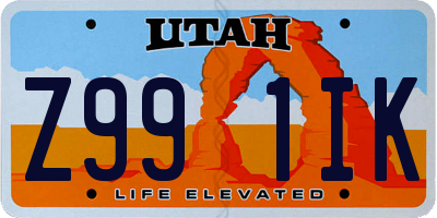 UT license plate Z991IK