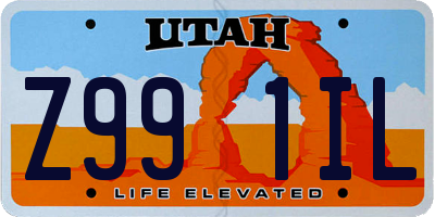 UT license plate Z991IL