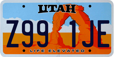 UT license plate Z991JE