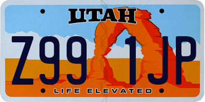 UT license plate Z991JP