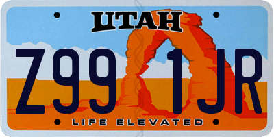 UT license plate Z991JR