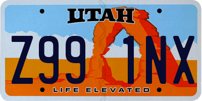 UT license plate Z991NX