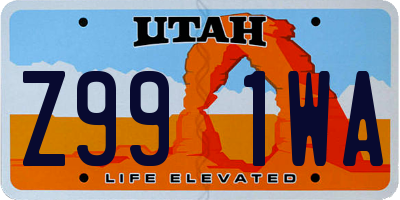 UT license plate Z991WA