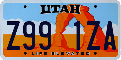 UT license plate Z991ZA