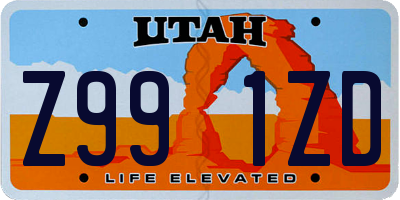 UT license plate Z991ZD