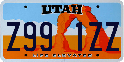 UT license plate Z991ZZ