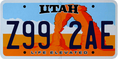 UT license plate Z992AE