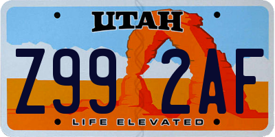 UT license plate Z992AF