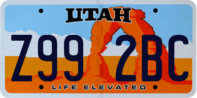 UT license plate Z992BC