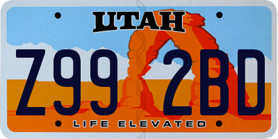 UT license plate Z992BD