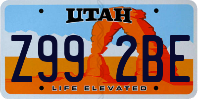 UT license plate Z992BE