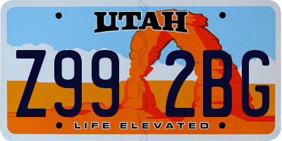 UT license plate Z992BG