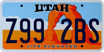 UT license plate Z992BS