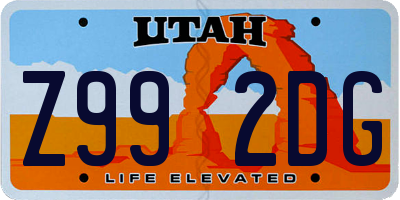 UT license plate Z992DG