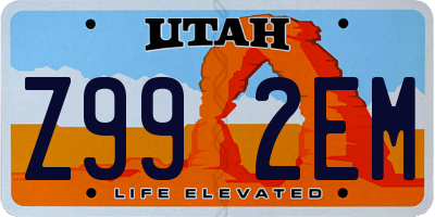 UT license plate Z992EM