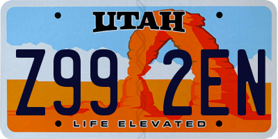 UT license plate Z992EN