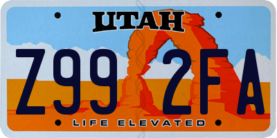 UT license plate Z992FA