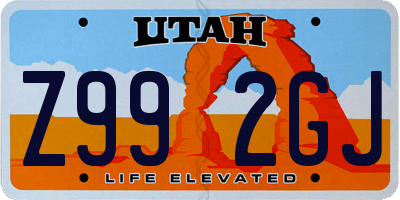 UT license plate Z992GJ