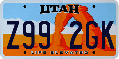 UT license plate Z992GK