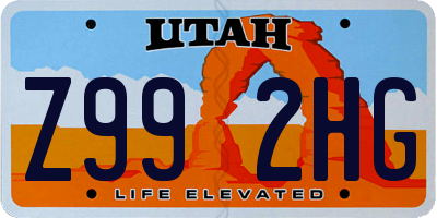 UT license plate Z992HG